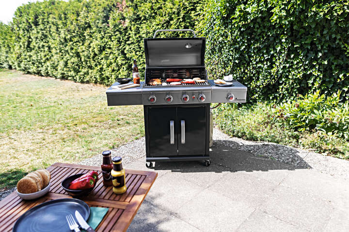 LANDMANN Triton 4.1 Gas- & Holzkohlegrill inkl. Grillaufsatz Edelstahl